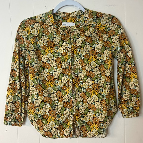 ZARA, size 10, youth girls button up 70’s floral print long sleeve shirt - Picture 1 of 7